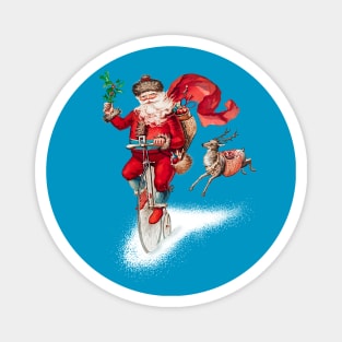 Santa Claus riding a penny farthing Magnet